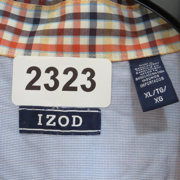 IZOD* Men's Short Sleeve Button Down Curved Hem Chest Pocket Plaid Shirt~Size XL - Picture 3 of 11